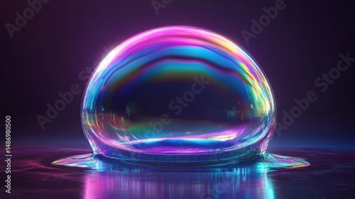Rainbow Bubble, Abstract, Dark Background
