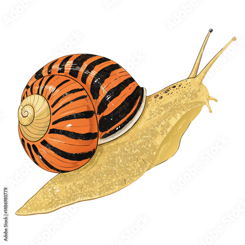 realistic-vector-of-a-tiger-snail-with-orange-blac.eps