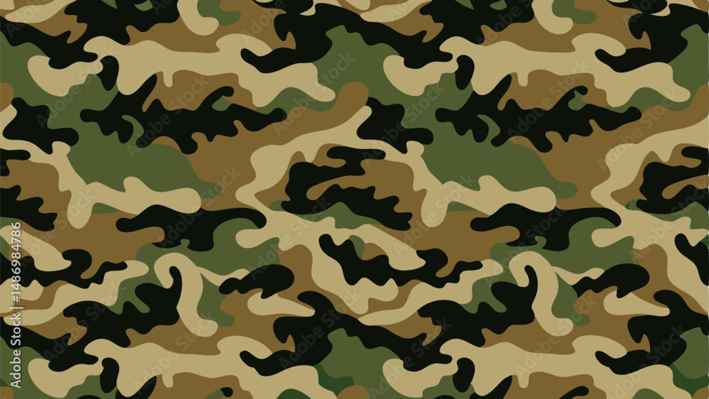 Fototapeta premium Stylish camouflage pattern, seamless and vector-based. Khaki texture suitable for military themes.