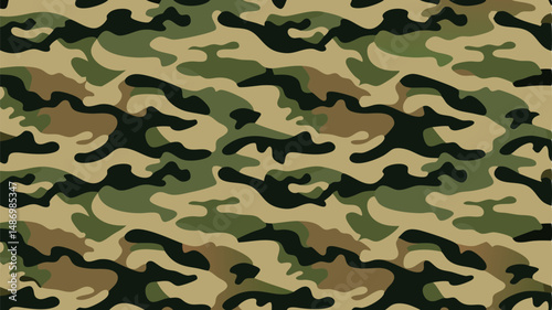 Vector seamless camo pattern — classic military green texture for hunting or tactical use.