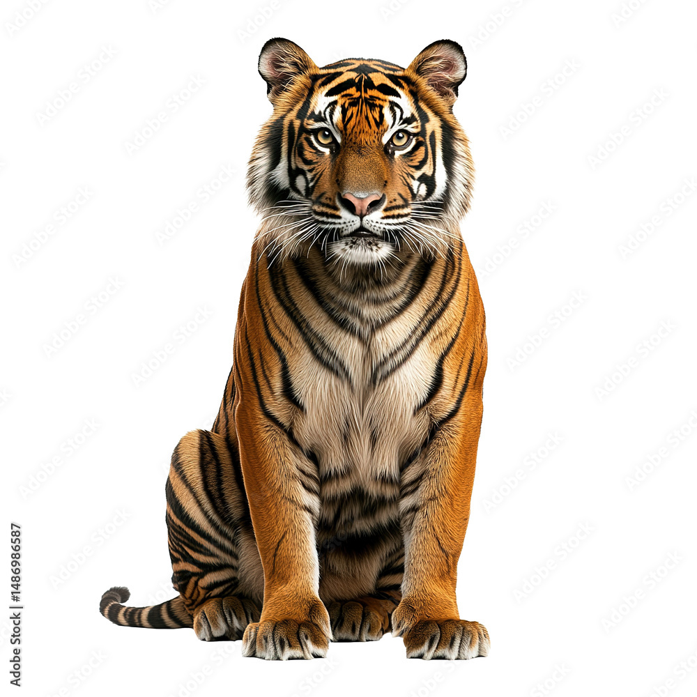 Obraz premium Full Body Sumatran Tiger Isolated on Transparent PNG Background 