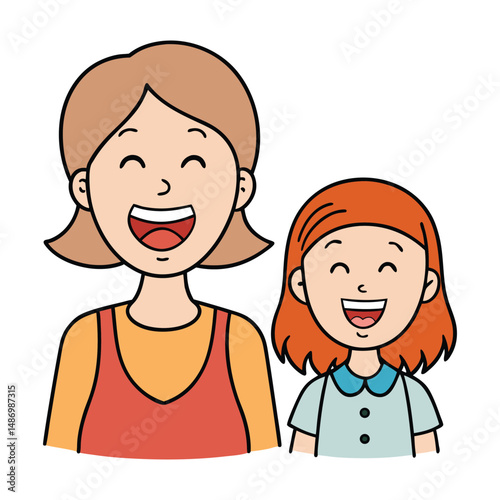 A joyful moment shared between mother and daughter, laughing together with pure happiness, their bond shining through smiles and carefree laughter.
