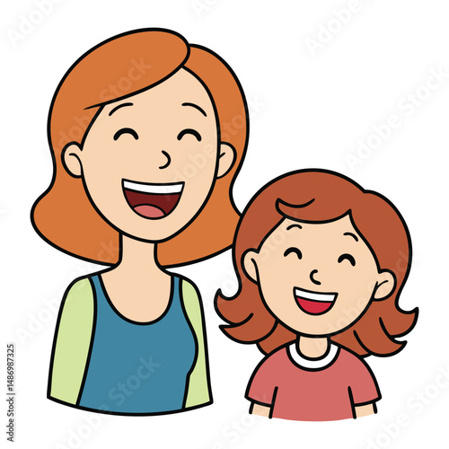 A joyful moment shared between mother and daughter, laughing together with pure happiness, their bond shining through smiles and carefree laughter.
