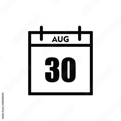 calender icon, 30 august icon with white background