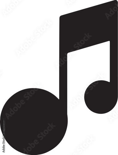 Eighth Music Note Silhouette Vector - Melody, Sound, Musical Symbol
