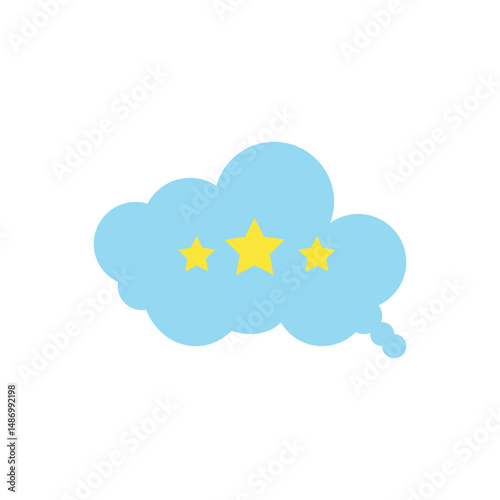 Clouds with star icon vector. Creative cloud icon with stars inside, symbolizing imagination, dreams, or quality digital services. Great for cloud computing, innovation, or abstract thinking themes.