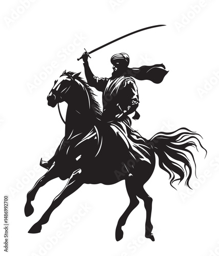 Drawing_of_Silhouette_of_Arabian_Knight_with_Sword