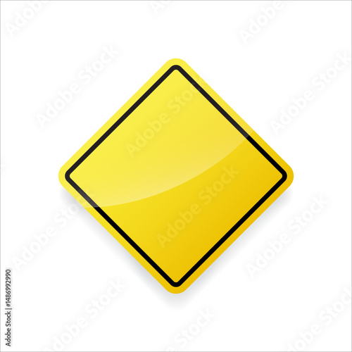 Free Download Blank yellow diamond road sign vector. Flat traffic board with no symbol for customization or template use. - GFXLoad
