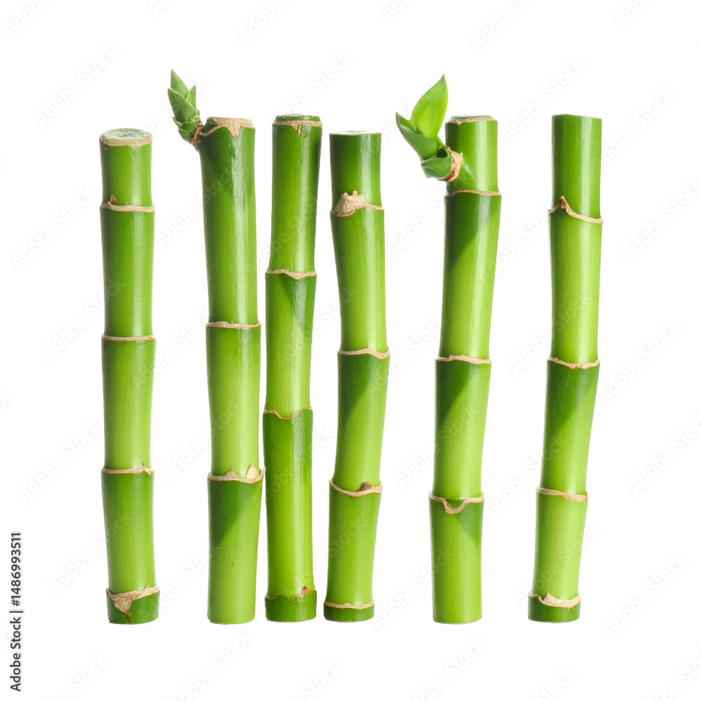 Obraz premium Green bamboo stalks, perfect for nature backgrounds, Asianinspired designs, Zen concepts, spa and wellness themes, and ecofriendly concepts.