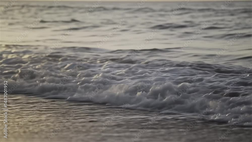 Golden Sunset Waves Crashing Beach Slow Motion Ocean Calm Sea Foam Relaxing Golden Sunset Waves Crashing Beach Slow Motion Ocean Calm Sea Foam Relaxing