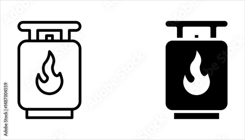 gas cylinders icons set. Outline set of industrial gas cylinders vector icons on white background