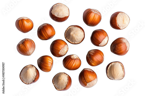 Wallpaper Mural A Scattering Of Whole Hazelnuts And A Few Halved Nuts On A Transparent Background Viewed From Above Torontodigital.ca