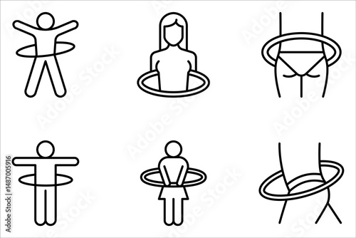hula hop icon set. Thin line hula hop icon isolated on white background.