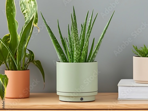 Aloe vera plant in modern pot