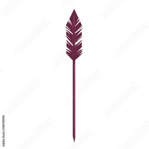 Contemporary Arrow with Clear Vector Lines in Rich Purple Isolated on Transparent Background