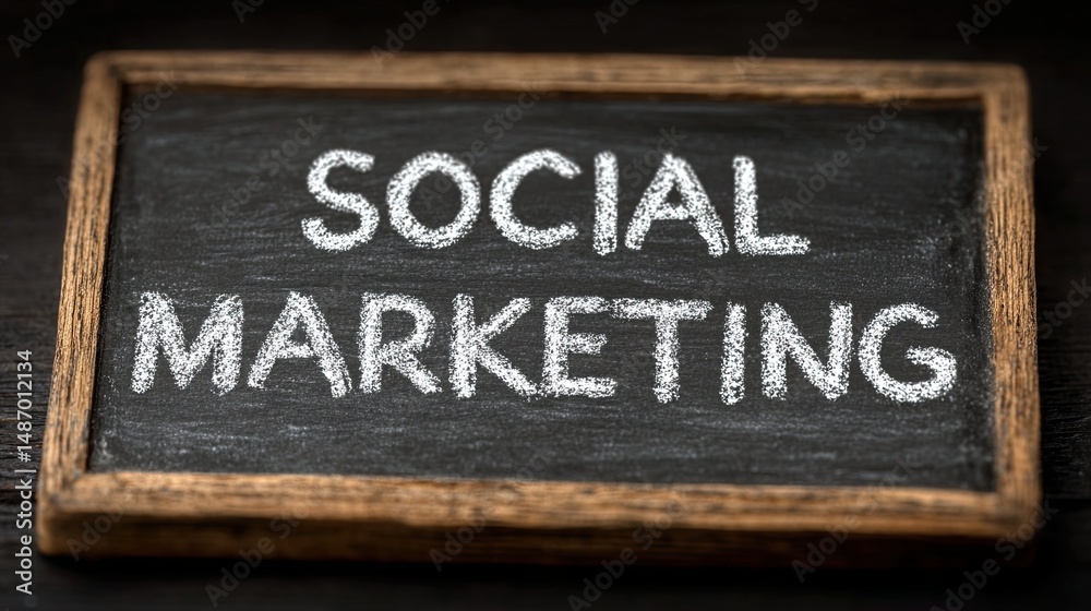 Fototapeta premium Creative Social Media Marketing Strategy Blackboard: Digital Advertising and Branding Concepts for Engaging Business Communication and Community Influence