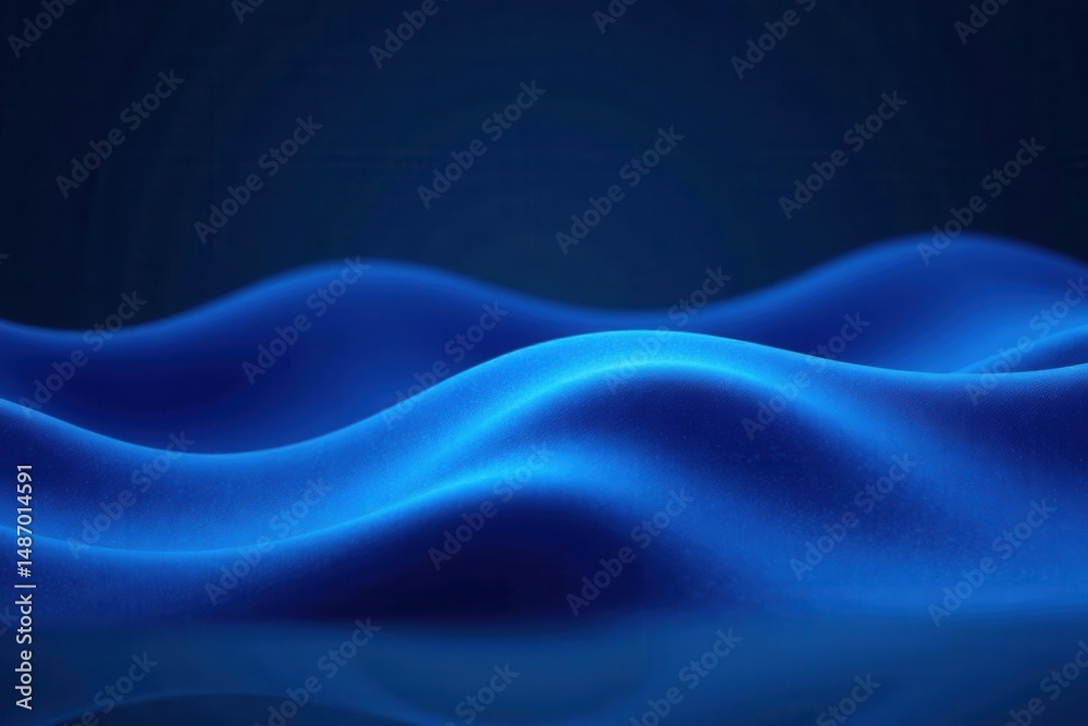 Obraz premium Abstract blue wave pattern; reflective, smooth, dark background, shadow, light, blue