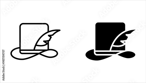 Top hat icon set. Gentleman symbol on white background