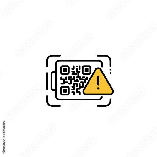 QR code with warning sign indicating potential issue 