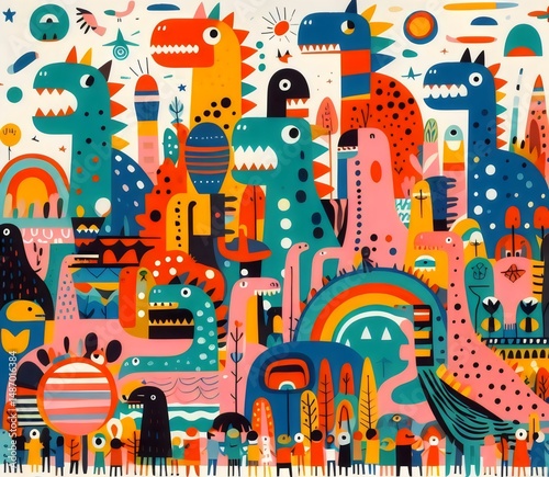 Dino Festín: Aventuras de Color y Fantasía