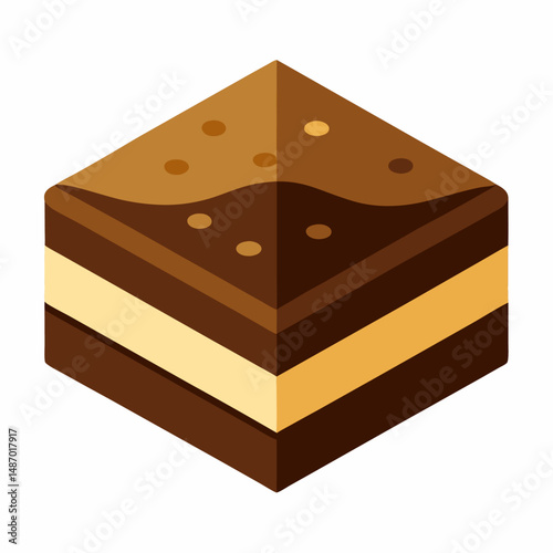 Gourmet chocolate brownie slices sweet snack vector on white background.