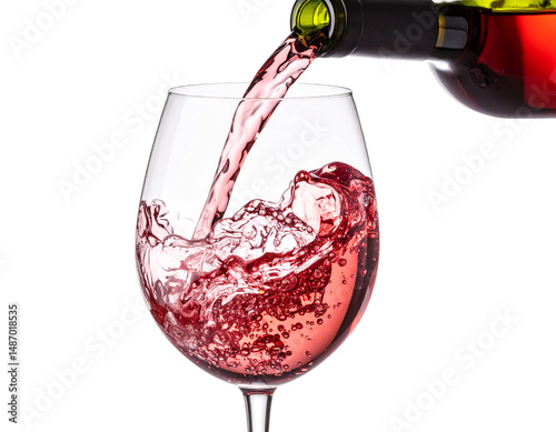red wine pouring into glass