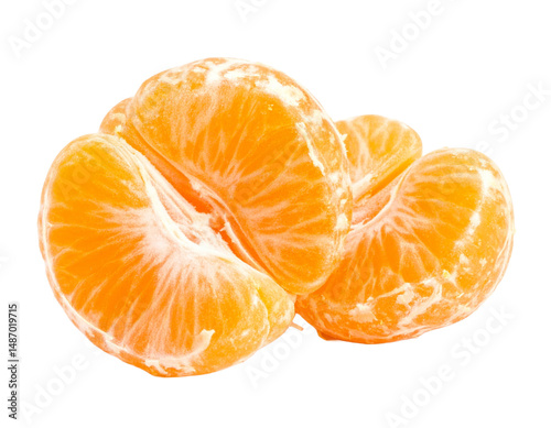 peeled tangerine on white background