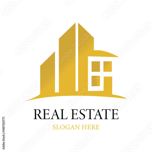 Modern Golden Real Estate Building Logo