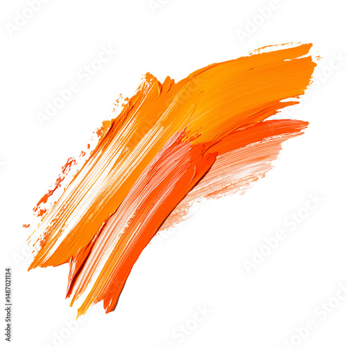 Artistic Arrow with Vibrant Brush Strokes in Aprico Orange Isolated on Transparent Background