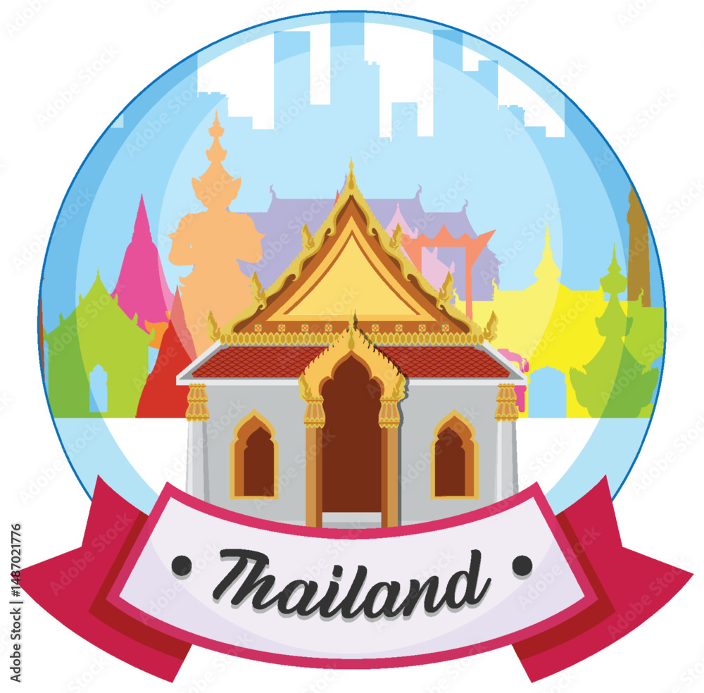 Fototapeta premium Colorful Thai Temple Vector Illustration