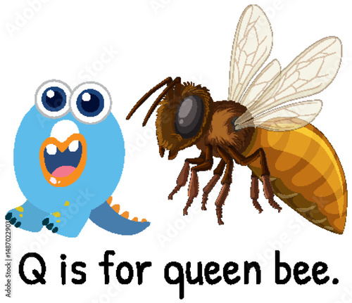 Alphabet Illustration: Q for Queen Bee