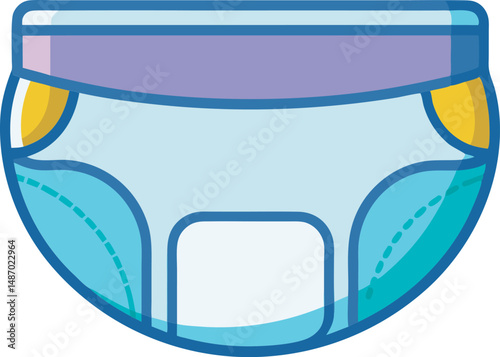 A colorful, high-quality diaper vector art illustration featuring detailed design elements, perfect for baby-related products, branding, or educational materials.