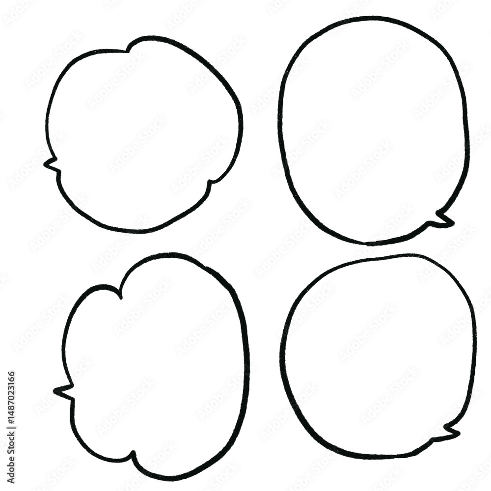 Fototapeta premium シンプルな吹き出しセット線画