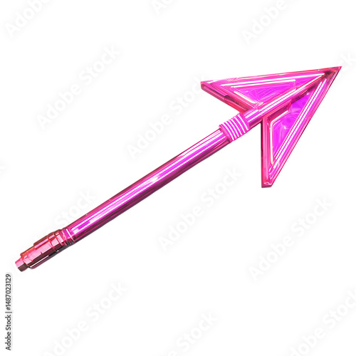 Futuristic Arrow with Vibrant Digital Accents in Ne Isolated on Transparent Background