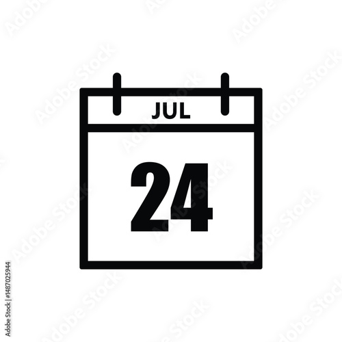 calender icon, 24 july icon with white background