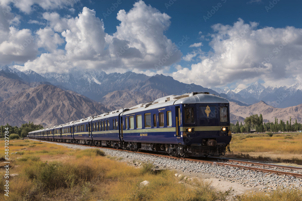 Fototapeta premium 015-046-319-u8969375333_A_luxury_train_on_an_iconic_journey._--ar_32_--v__a222bf94-d40e-4846-85b4-9e538e8ae82c_3