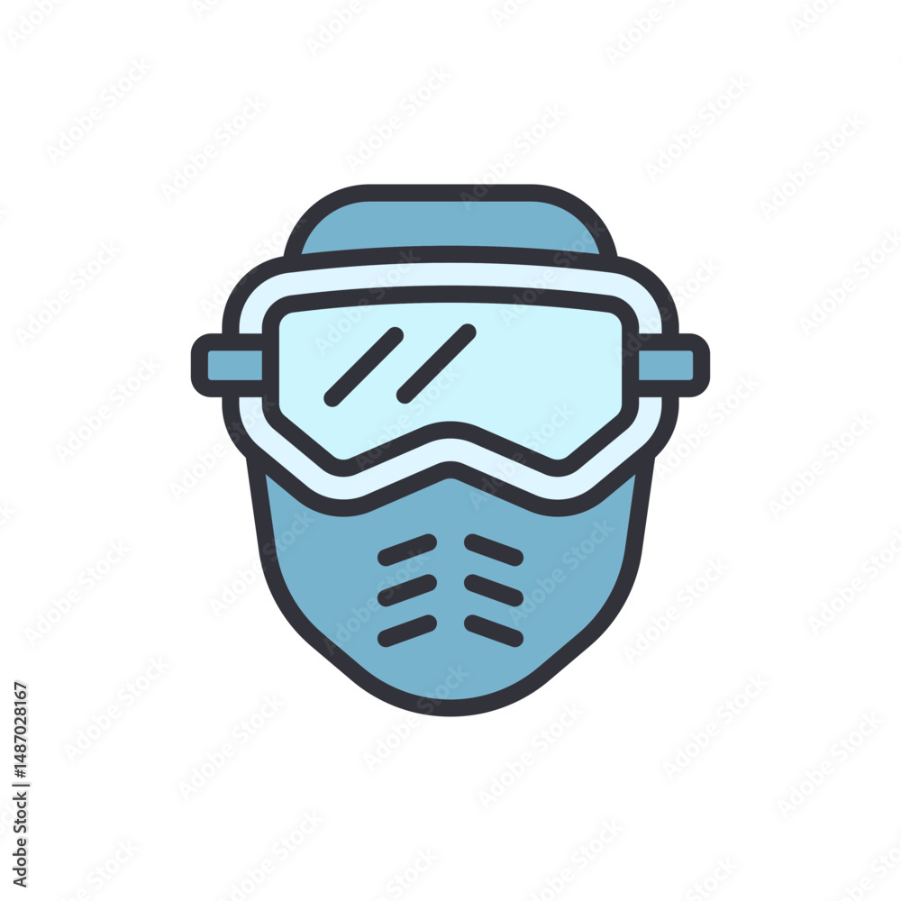 Stylized Protective Mask Graphic For Sporting Activities With Visor