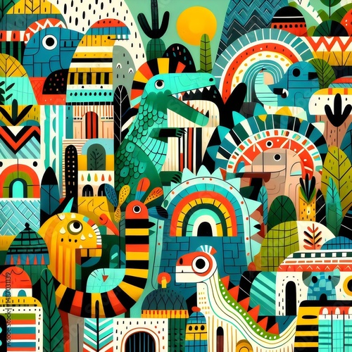 Dino Festín: Aventuras de Color y Fantasía