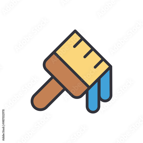 Cartoon Paintbrush With Flowing Liquid Ideal For Creative Designs