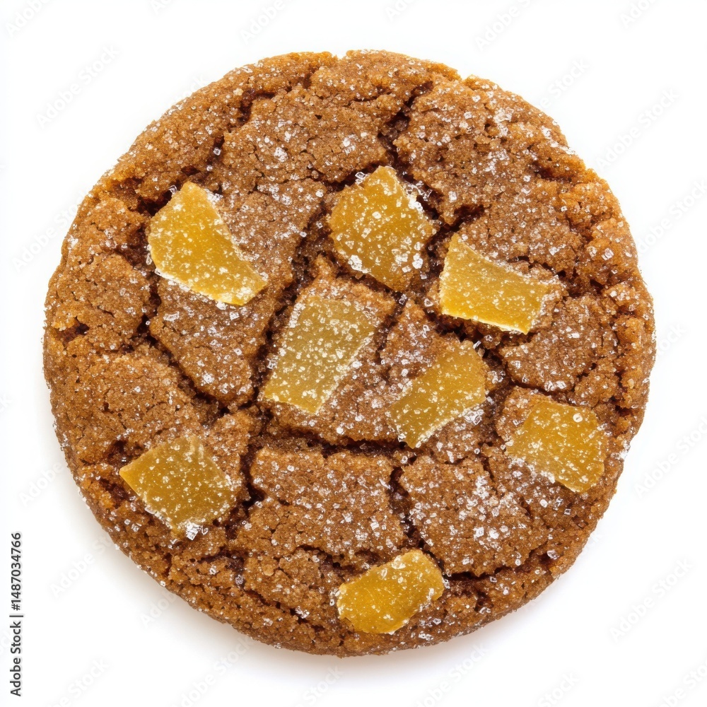 A different delicious ginger molasses cookie with a soft texture, studded with bits of crystallized ginger A different delicious ginger molasses cookie with a soft texture, studded with bits of crystallized ginger