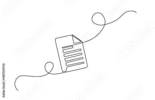 Clipboard with checklist icon continuous one line drawing of outline vector illustration  One continuous line vector drawing of a folder. Outline documents background icon. Saving securities vector .