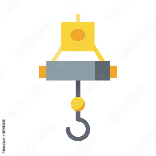 Minimalist flat illustration of industrial crane hook isolated on black