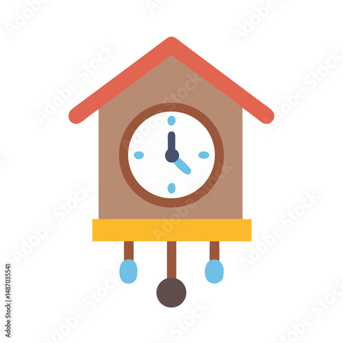 Cartoon cuckoo clock on a black background illustration
