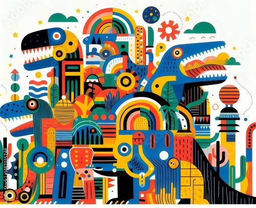 Dino Festín: Aventuras de Color y Fantasía