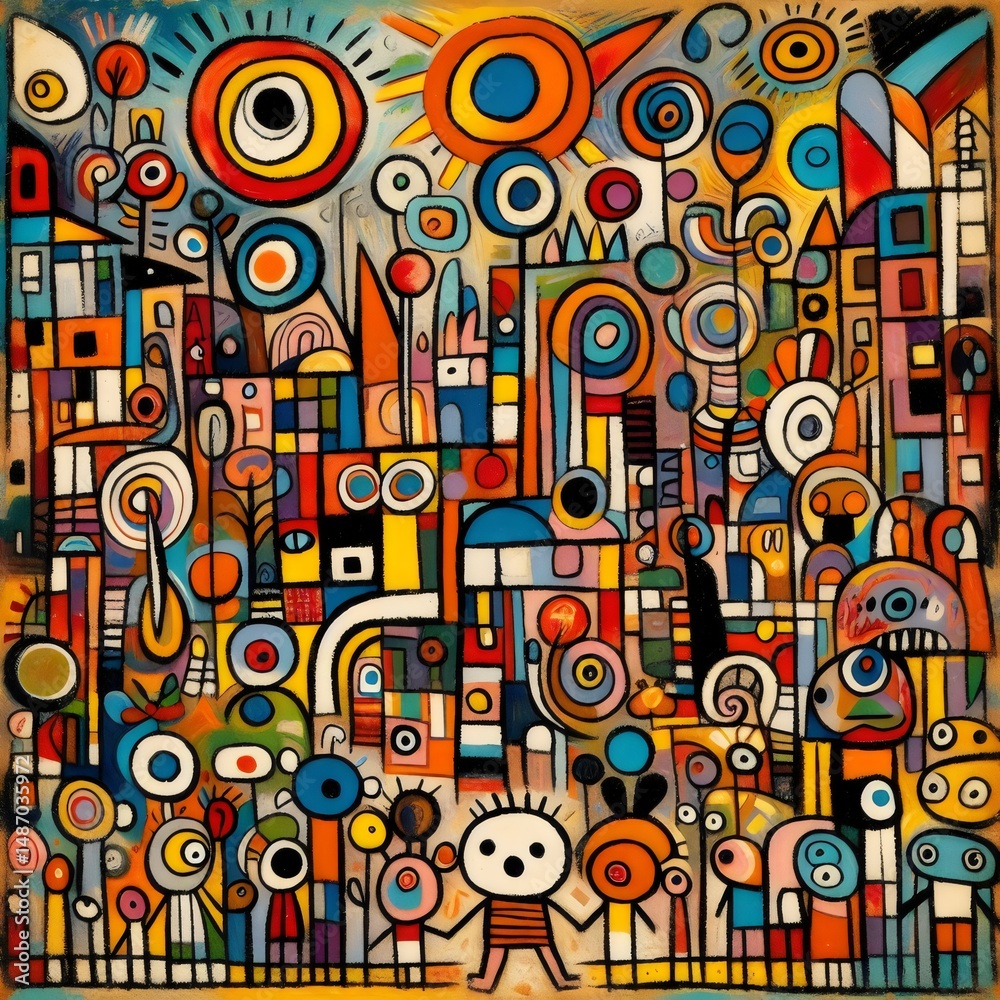 Obraz premium Criaturas Urbanas: Caos Pop y Dientes Afilados