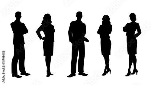set of a group of standing business people