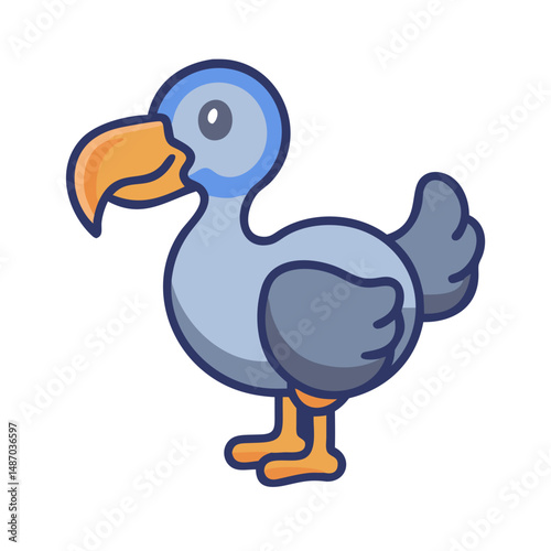 Cute dodo bird vector illustration on black background