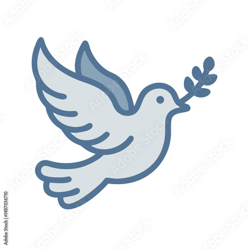 Dove with olive branch peace symbol on black background