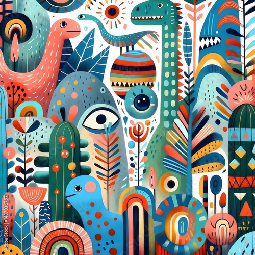 Dino Festín: Aventuras de Color y Fantasía