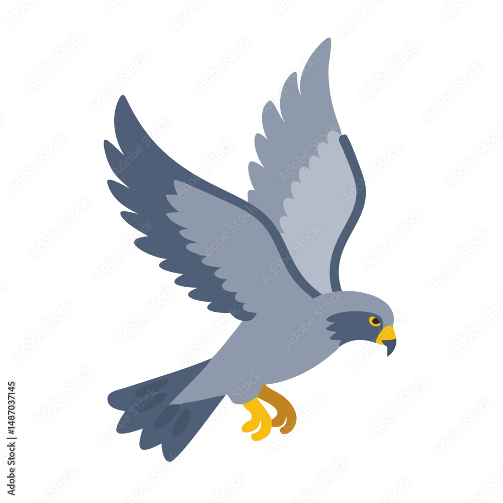 Fototapeta premium Stylized falcon illustration taking flight against black backdrop image